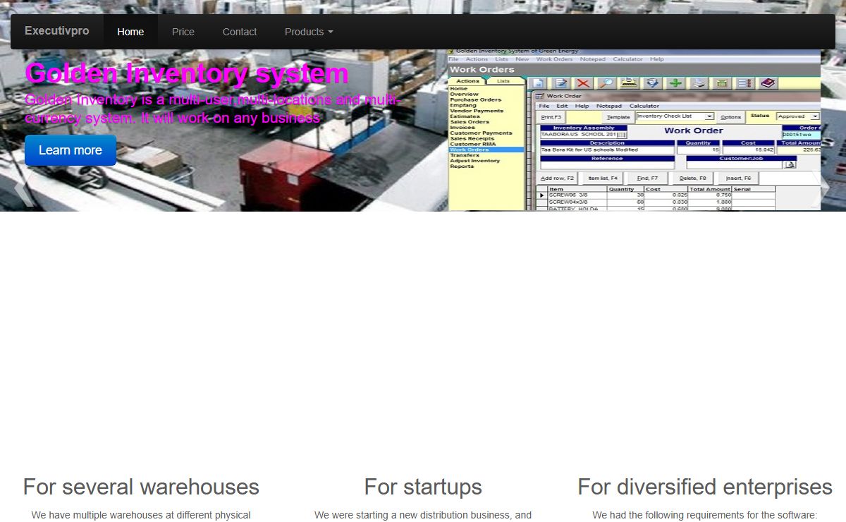 Inventory management software, manufacturing tracking system
