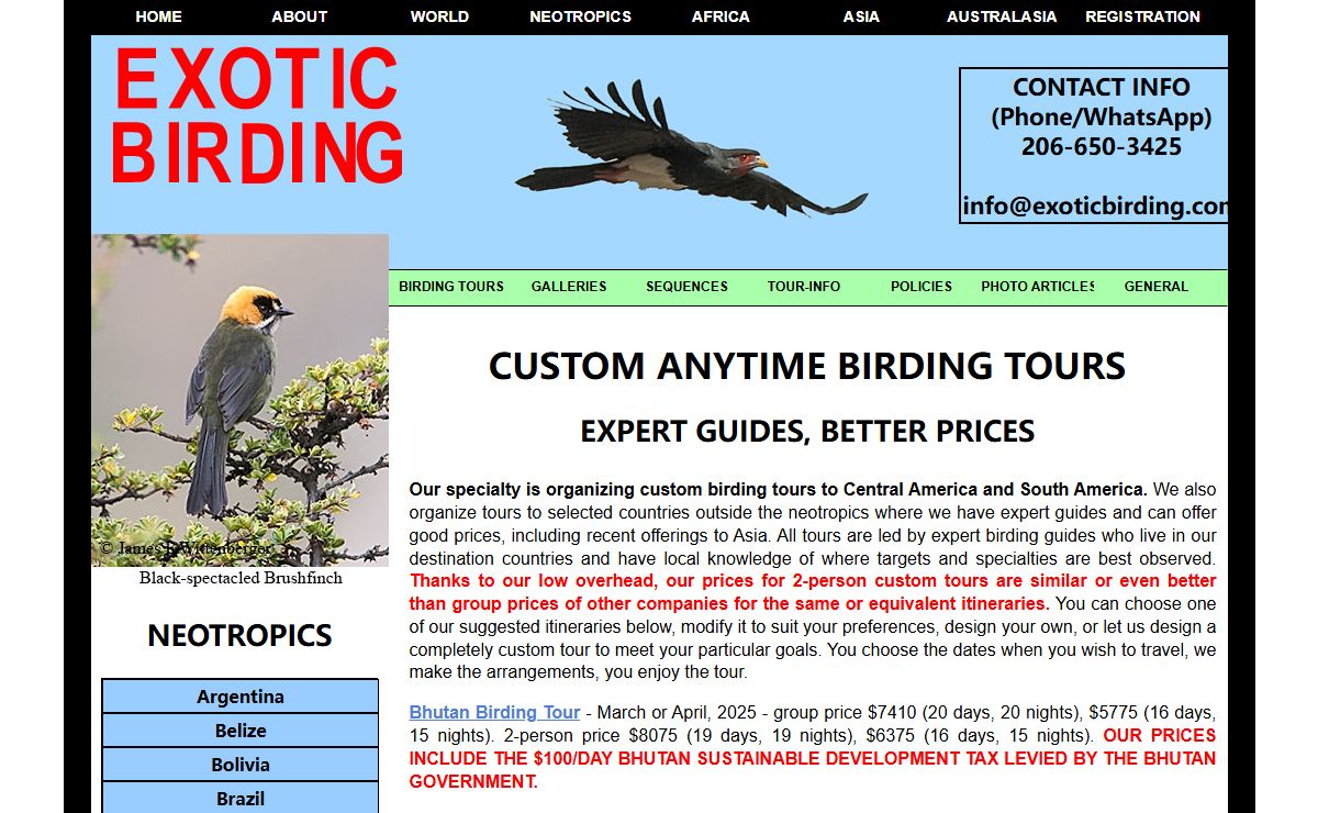 EXOTIC BIRDING - Custom Birding Tours and Bird Photo Tours