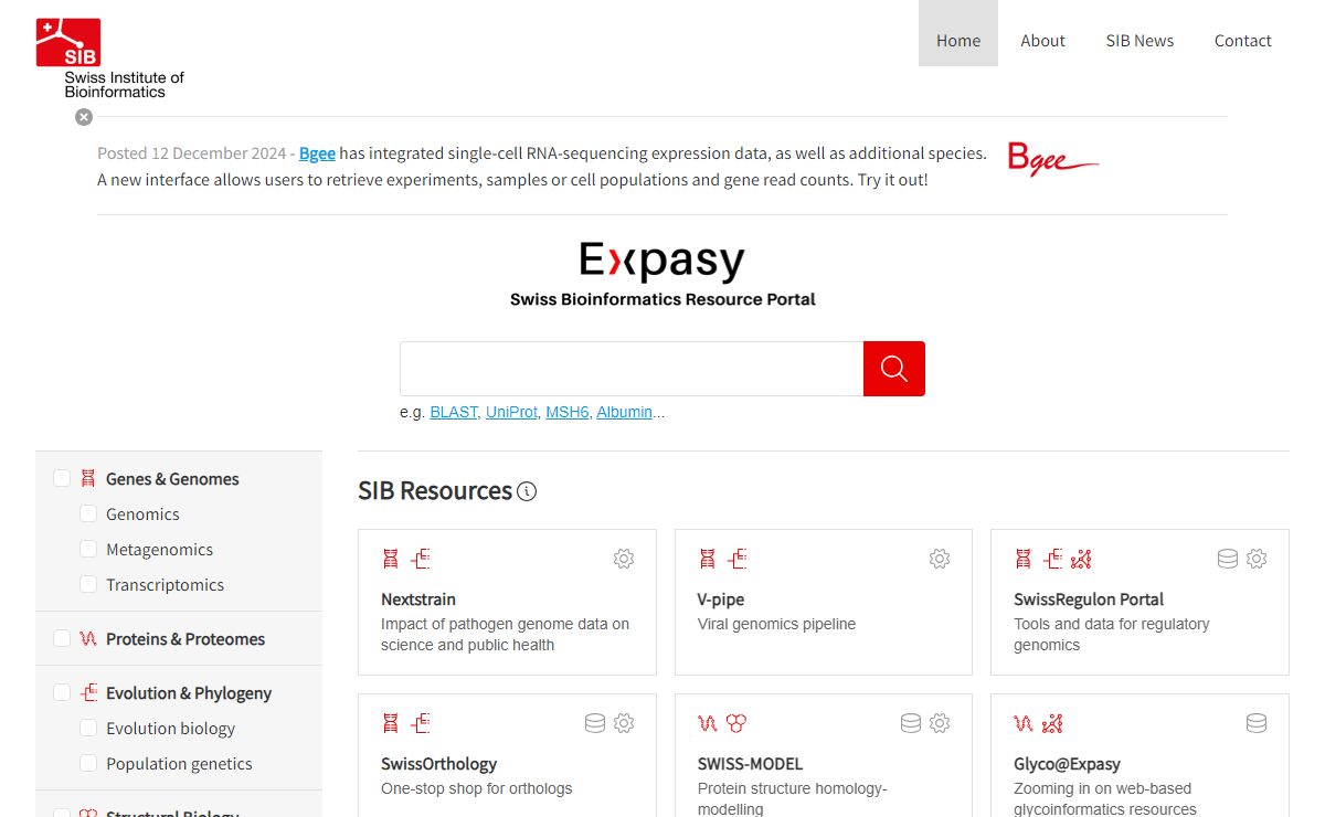 SIB Swiss Institute of Bioinformatics | Expasy
