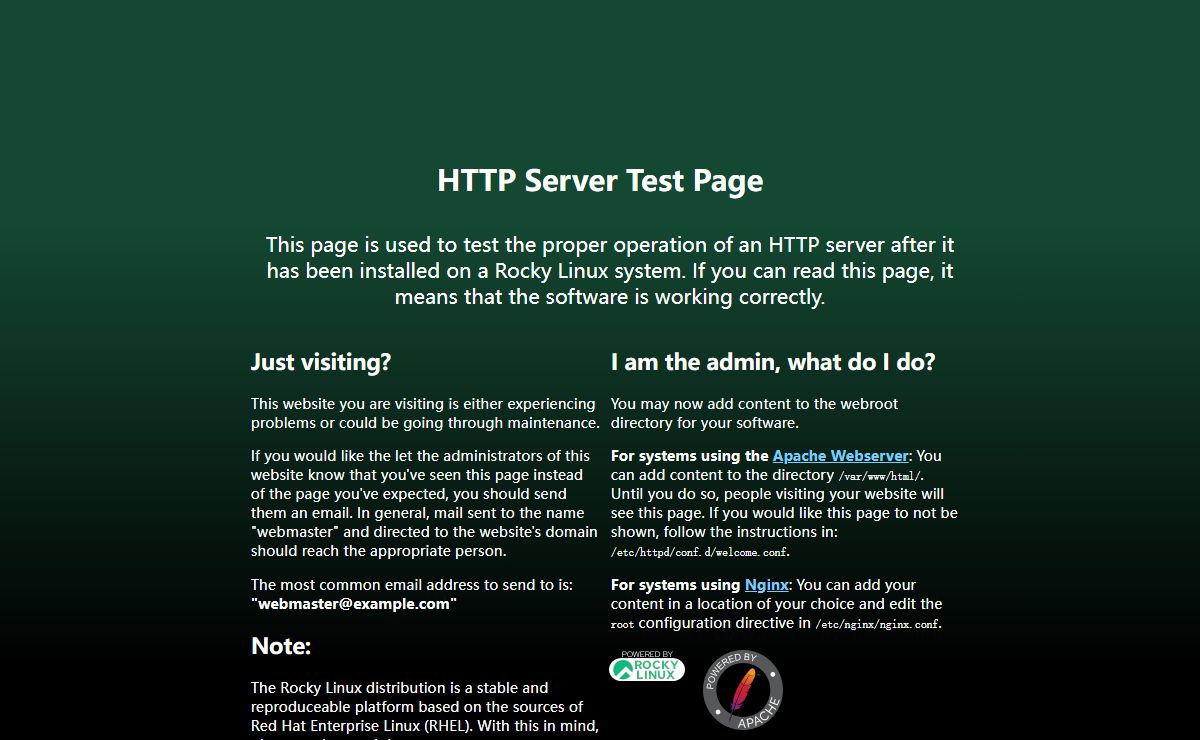 HTTP Server Test Page powered by: Rocky Linux