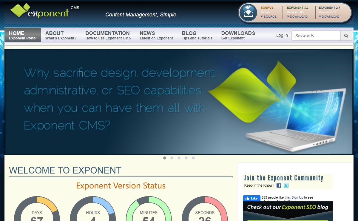 Exponent CMS: Open Source Content Management System | Enterprise Level Content Management | Content Management Made Simple | CMS with PHP, MySQL, and YUI