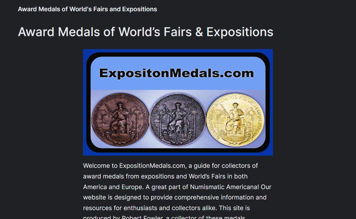 Award Medals of Expositions & World's Fairs
