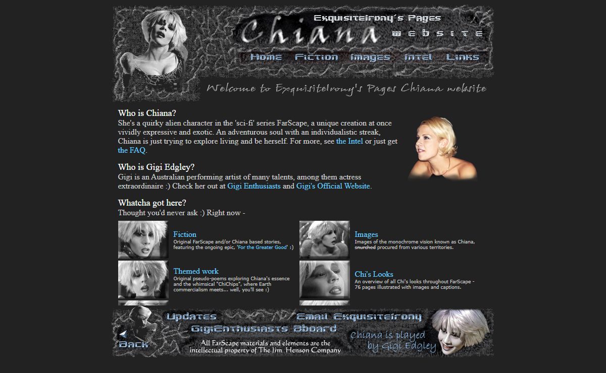 Welcome to ExquisiteIrony's Pages Chiana Website - Dedicated to Gigi Edgley and Chiana
