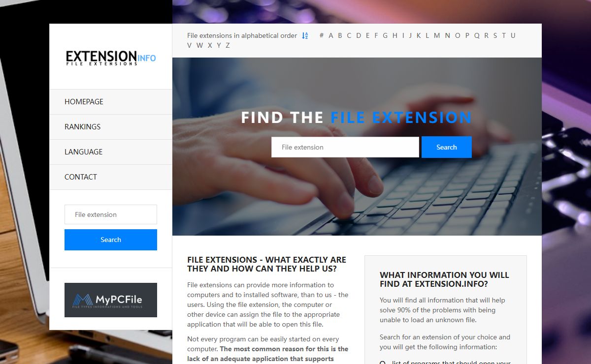 File extensions - the basic source of knowledge about the unknown file types - Extension.info