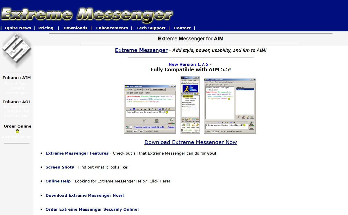 Ignite Software: Extreme Messenger Home - Tabbed IMs, Chat Fader, IM and Chat Logging and More!