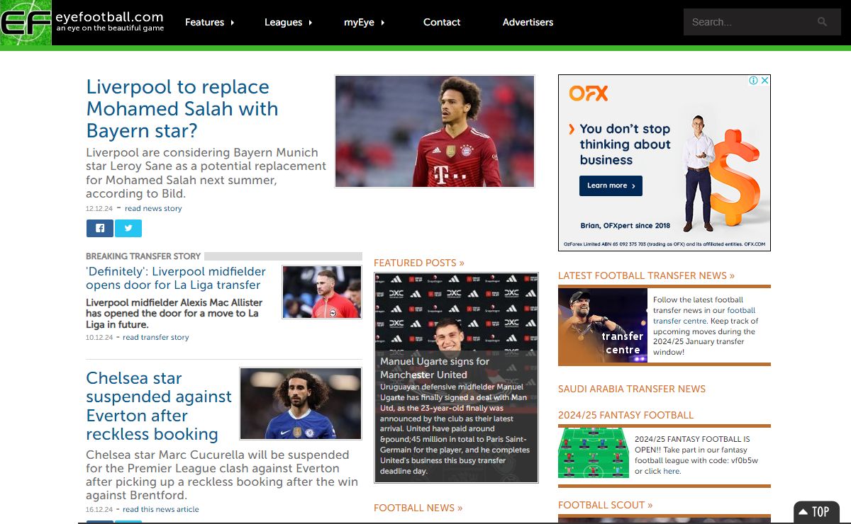 Football and transfer news from the Premier League | Eyefootball