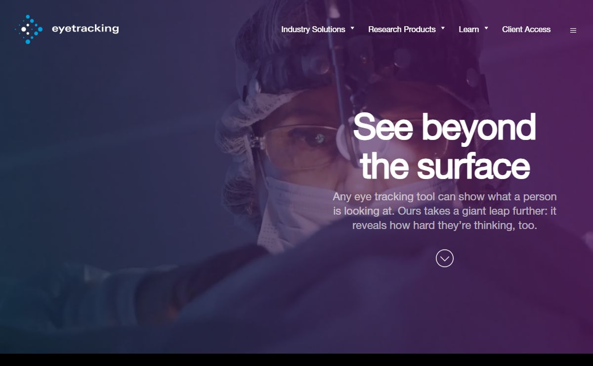 Our eye-tracking solution tracks a person's gaze and measures their cognitive load during a task