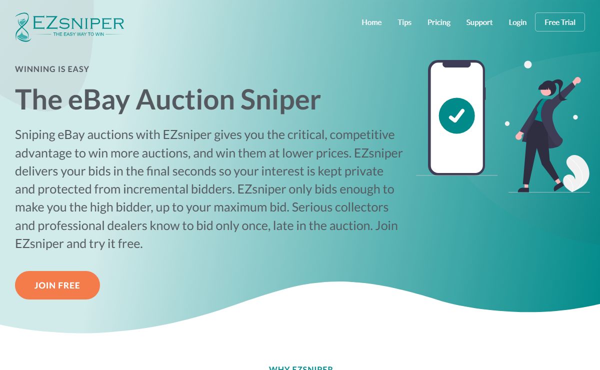 EZsniper – Win online eBay auctions the easy way, by sniping them.