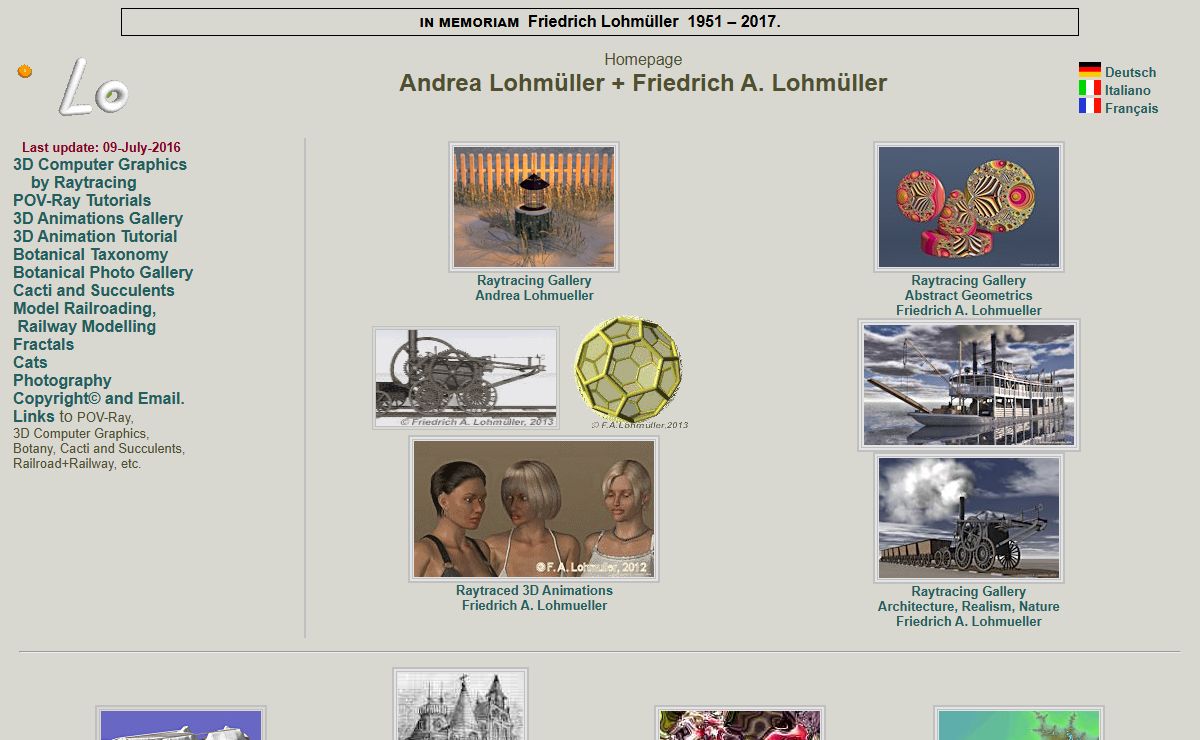 Homepage of Andrea and Friedrich Lohmueller - POV-Ray, raytracing, fractals, animations, photography, drawings, paintings, computer graphics, computer art, 3D-grafics, Model Railroading, Railway Modelling