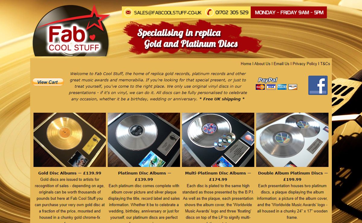 Stunning gold record and platinum record music presentations