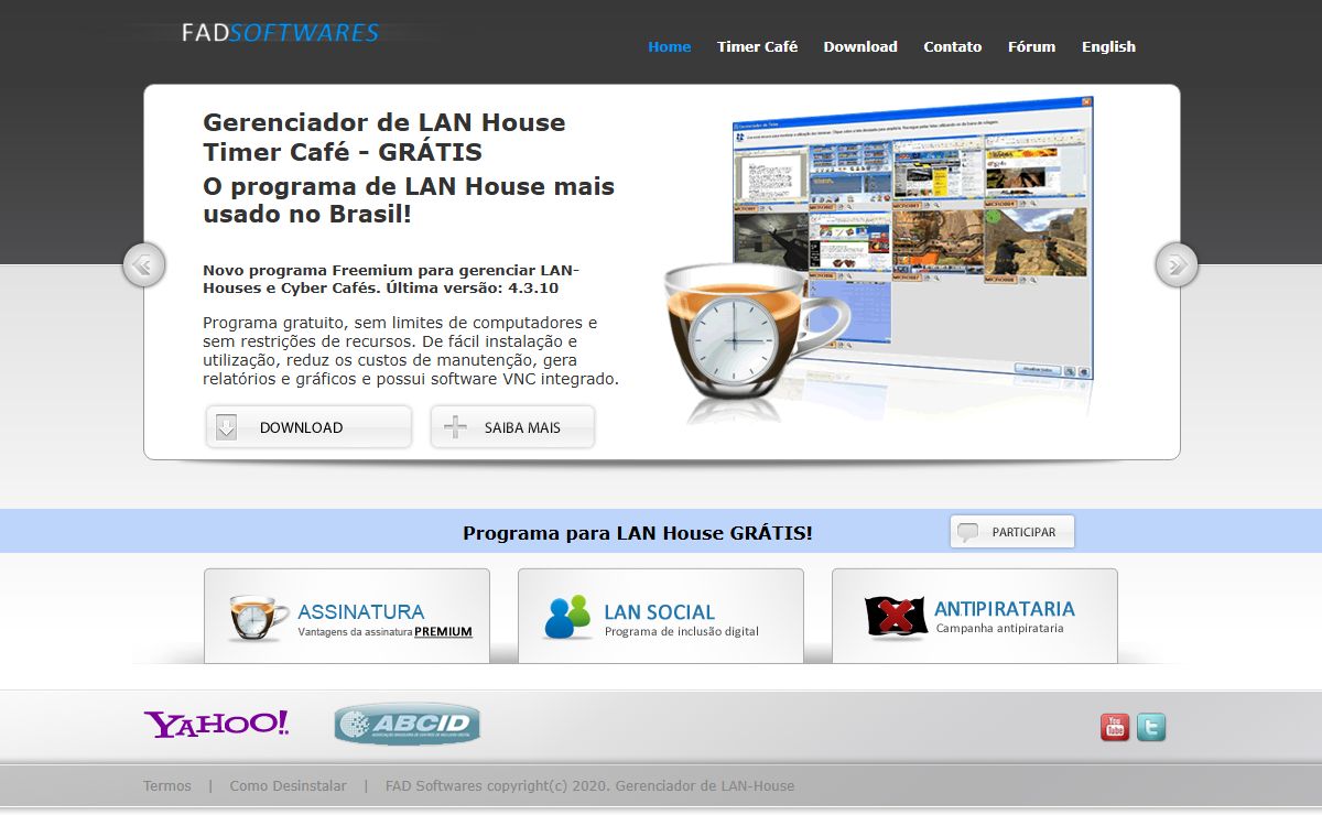 Programa Gerenciador de LAN House e Cyber - Timer Café