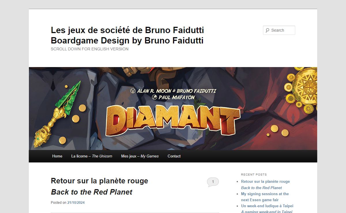 Les jeux de société de Bruno Faidutti Boardgame Design by Bruno Faidutti | SCROLL DOWN FOR ENGLISH VERSION