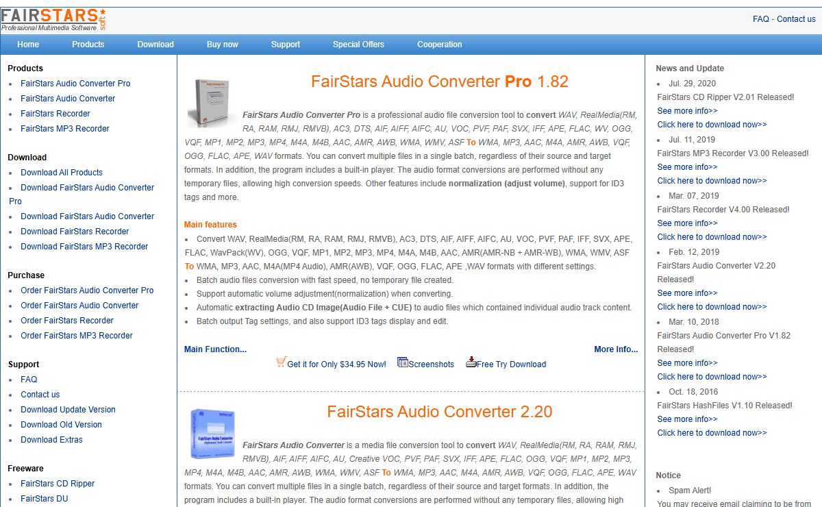 FairStars Audio Converter, Recorder and Free CD Ripper with WMA MP3 AAC M4A AMR OGG FLAC APE etc support