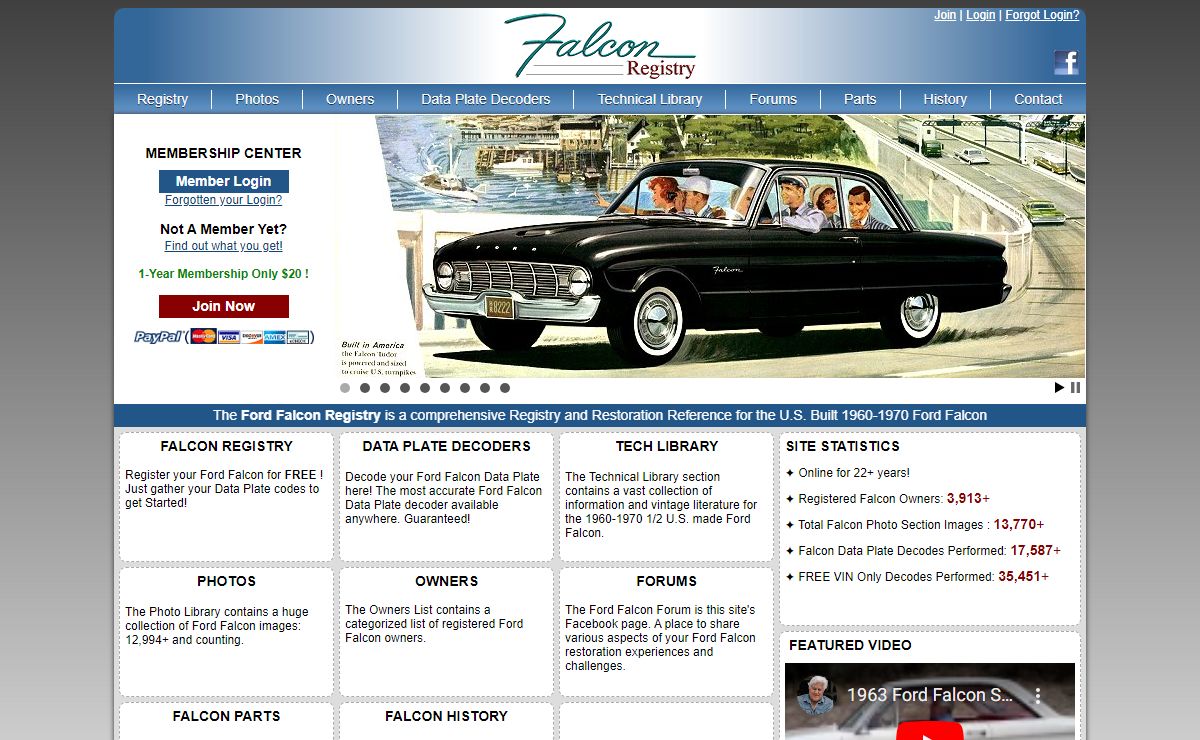 Ford Falcon Registry - Restoration Reference for the 1960 to 1970 Ford Falcon