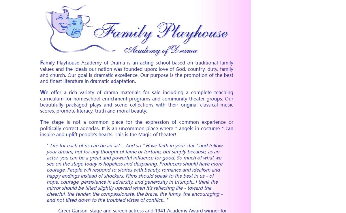 Family Playhouse Academy of Drama - Homeschool Drama Instruction