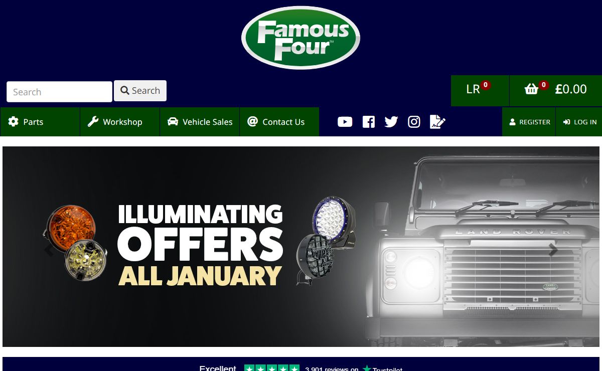Famous Four: Independent Land Rover & Range Rover Specialist. Parts, Spares, Accesssories, Servicing, Repairs and Vehicle Sales