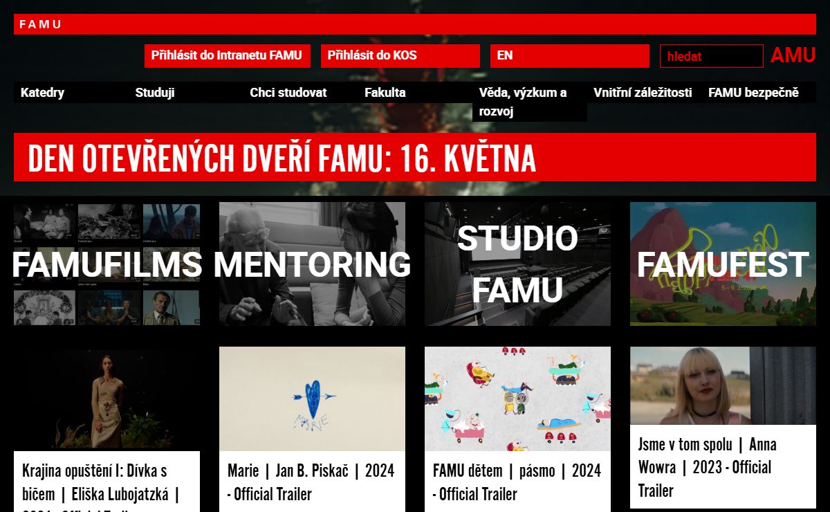 Úvodní strana FAMU