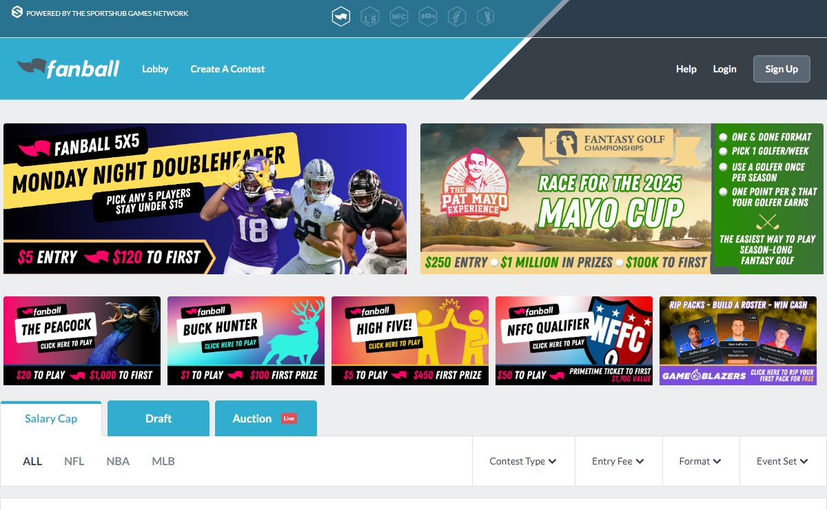 Fanball Daily Fantasy Sports - Lobby | Fanball