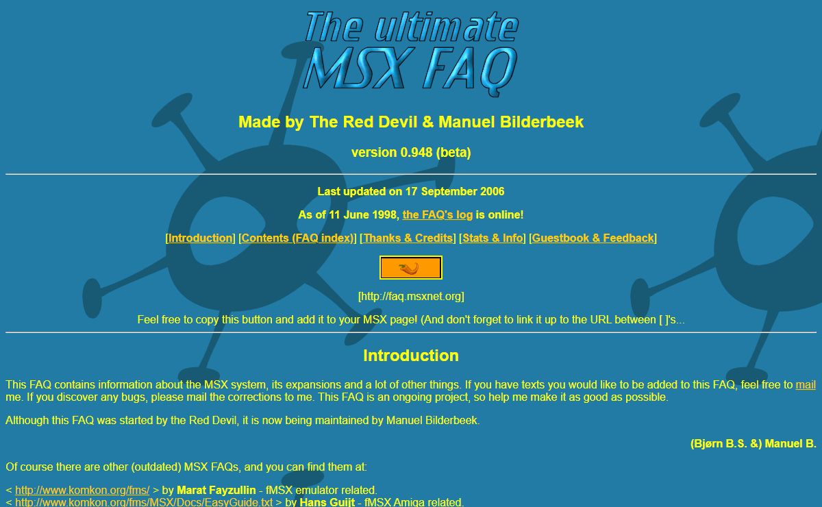 The Ultimate MSX FAQ - Main