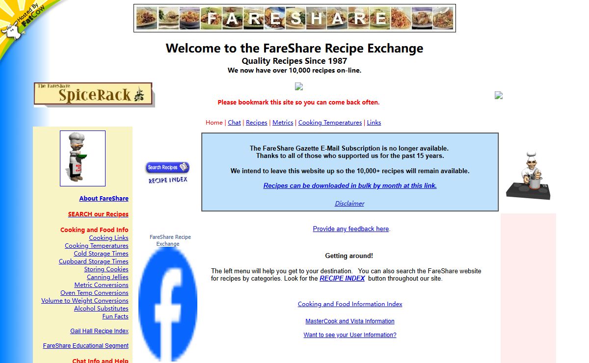 FareShare Home: Recipe Exchange List, IRC Chat, Food Talk