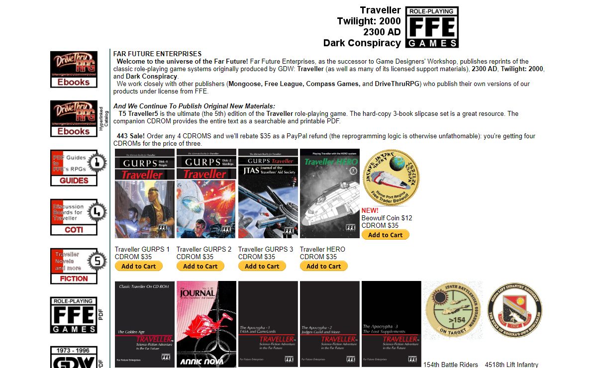 FFE- Far Future Enterprises: RPGs Role-Playing Games from GDW, IGI, and FFE