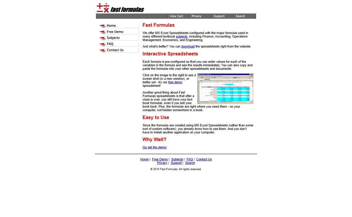 Fast Formulas - Interactive Spreadsheets Configured with Textbook Formulas