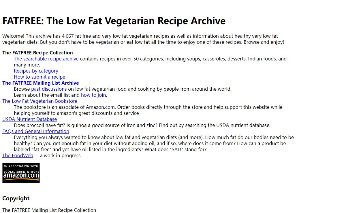 FATFREE: The Low Fat Vegetarian Recipe Archive