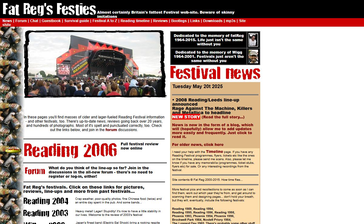 Fat Reg’s festies - doing the Reading Festival in style since 1983