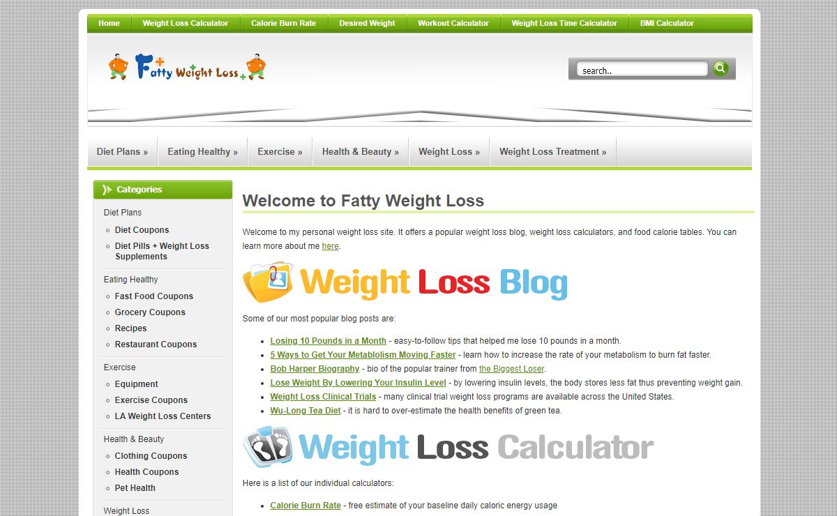 Fatty Weight Loss Blog & Weight Loss Calculators