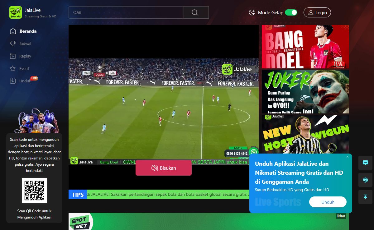 JalaLive-Pertandingan global, HD gratis, siaran langsung sepak bola, dan NBA basket dapat ditonton secara gratis secara online.