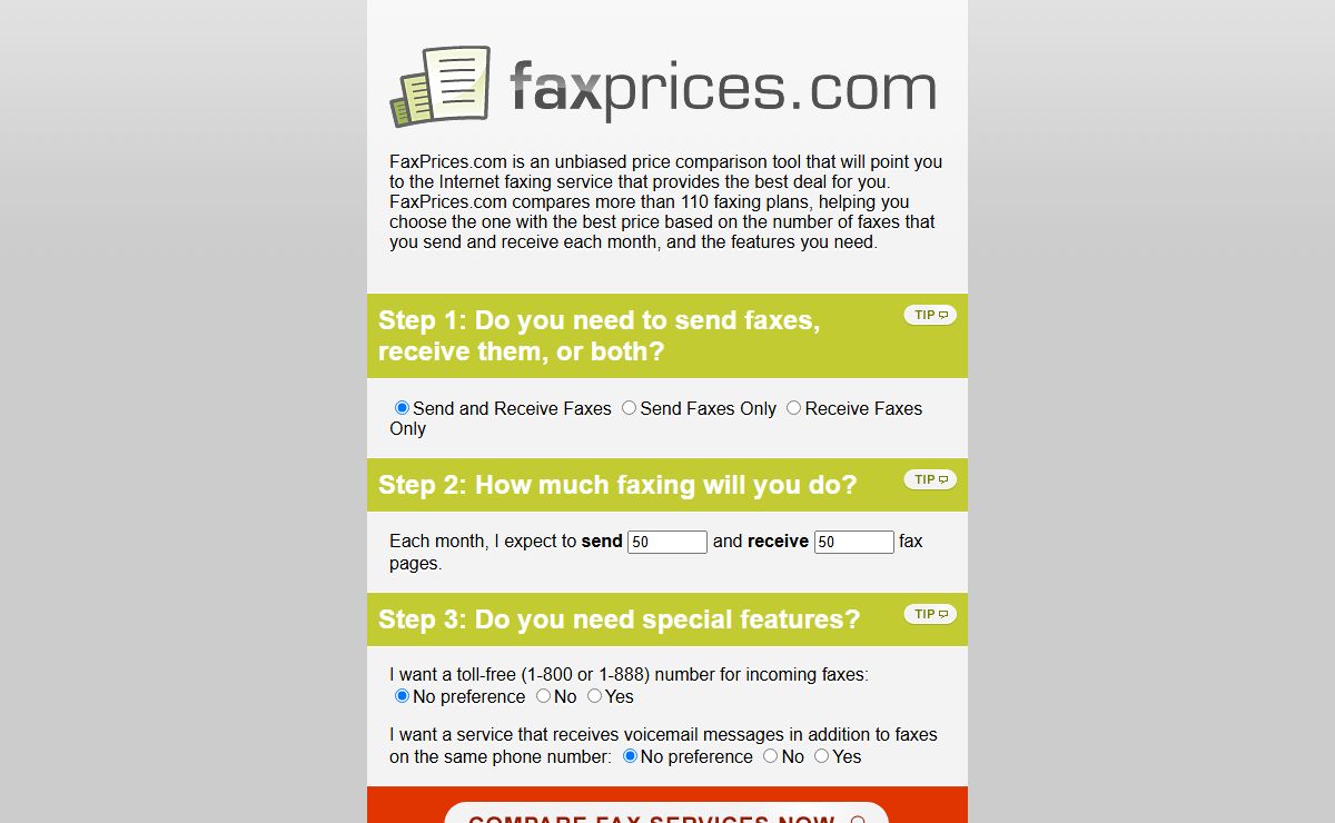 Internet Fax Price Comparison