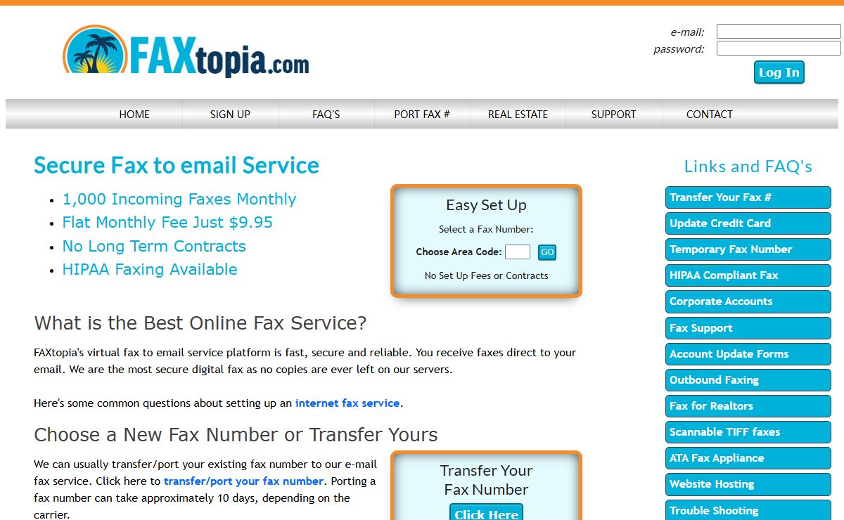 Online Fax to e-mail Service - $9.95 a Month Includes 1,000 Incoming Pages