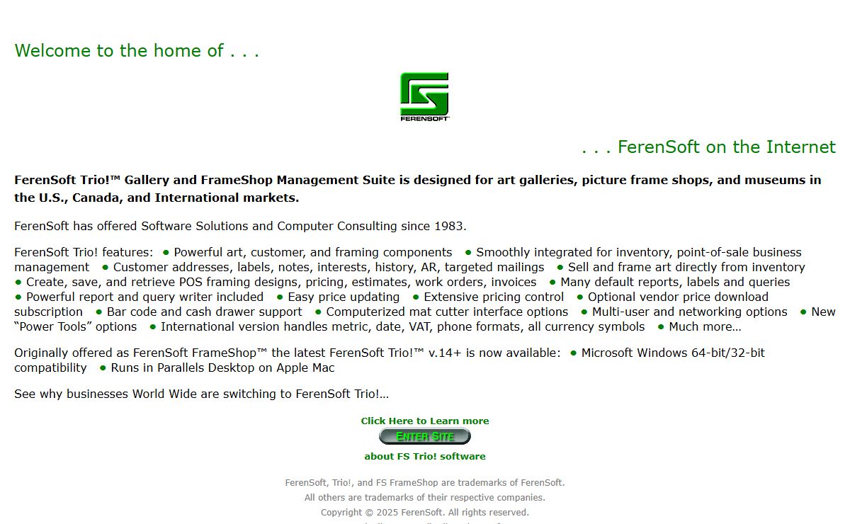Picture Framing Software and Art Gallery and Museum Software by FerenSoft.com