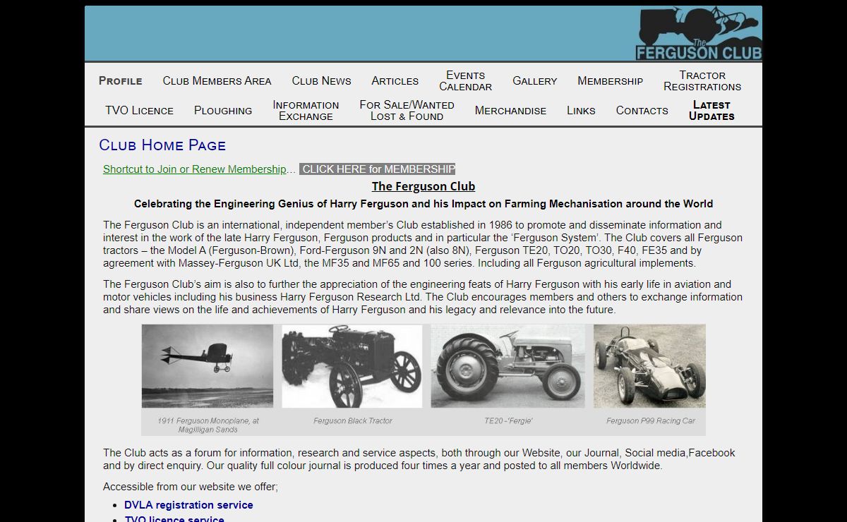 Ferguson Club | To further the appreciation of the engineering feats of Harry Ferguson in aviation, agriculture and motor vehicles.