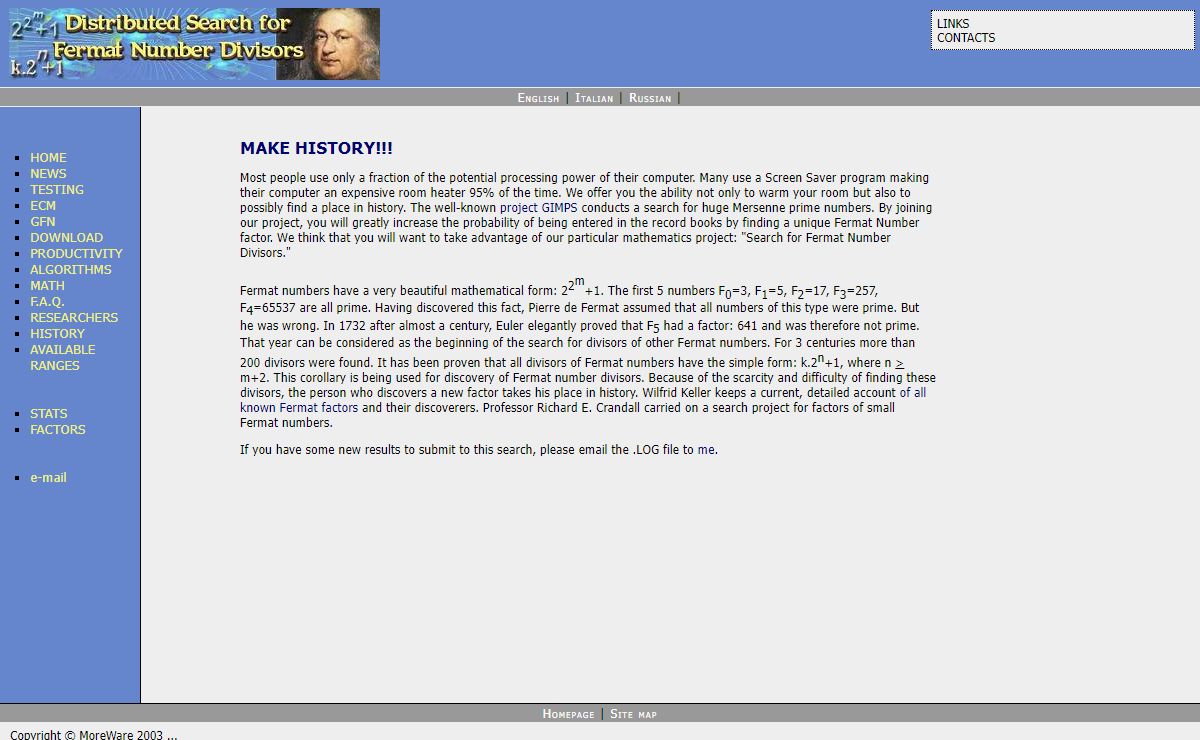 :: F E R M A T S E A R C H . O R G :: Home page