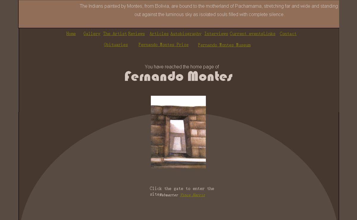 Home page of Fernando Montes the Bolivian artist