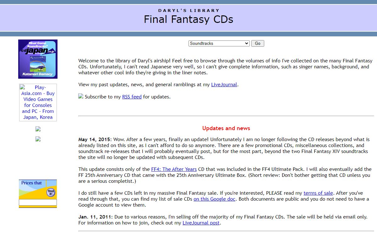 Daryl's Library: All About Final Fantasy Music CDs