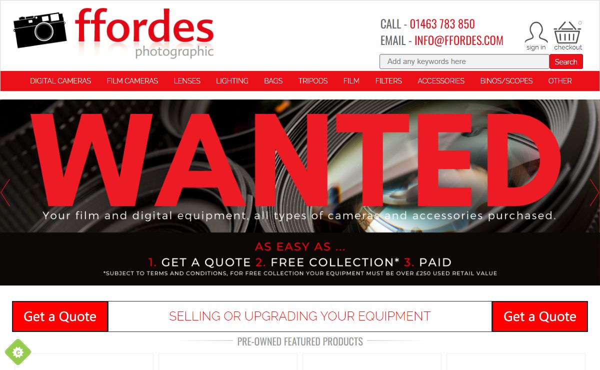 Ffordes Photographic | For Purchase and sales of all Major Photographic equipment, world wide.