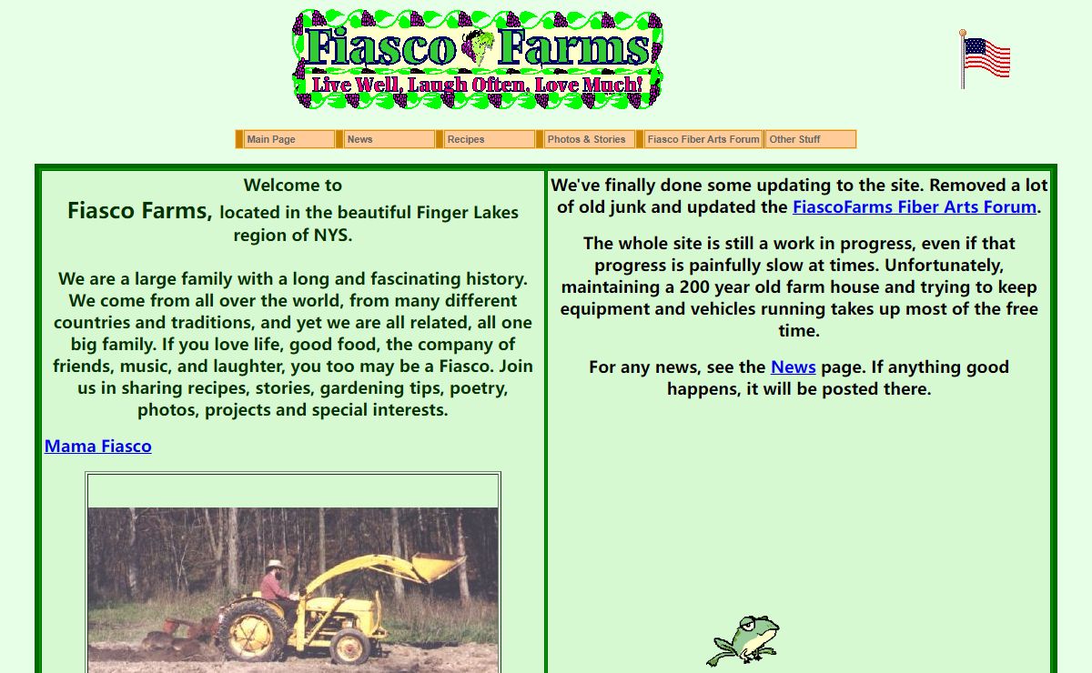 Fiasco Farms Main Page by Mama & Papa 04/00-09/14