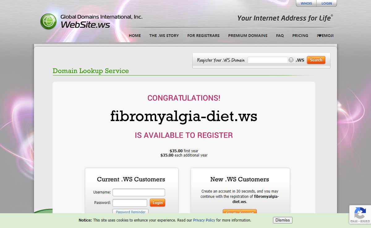 WEBSITE.WS - Your Internet Address For Life™