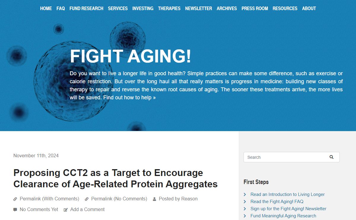 Fight Aging! – The science of rejuvenation biotechnology. Advocacy for longer, healthier lives.