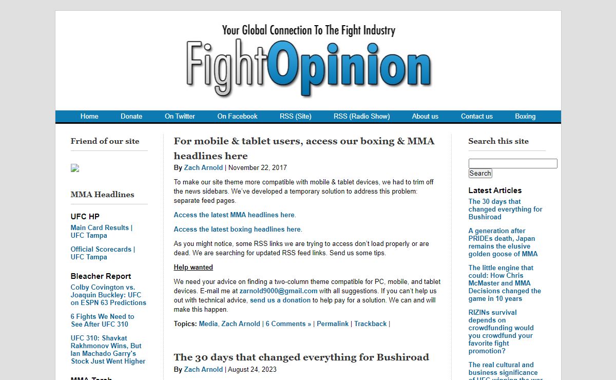 FightOpinion.com – Your Global Connection to the Fight Industry.