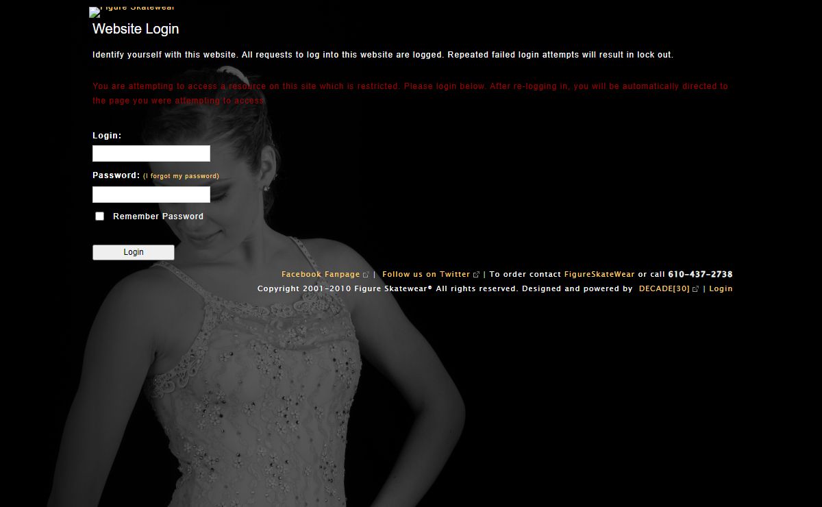 Website Login - Figure Skatewear