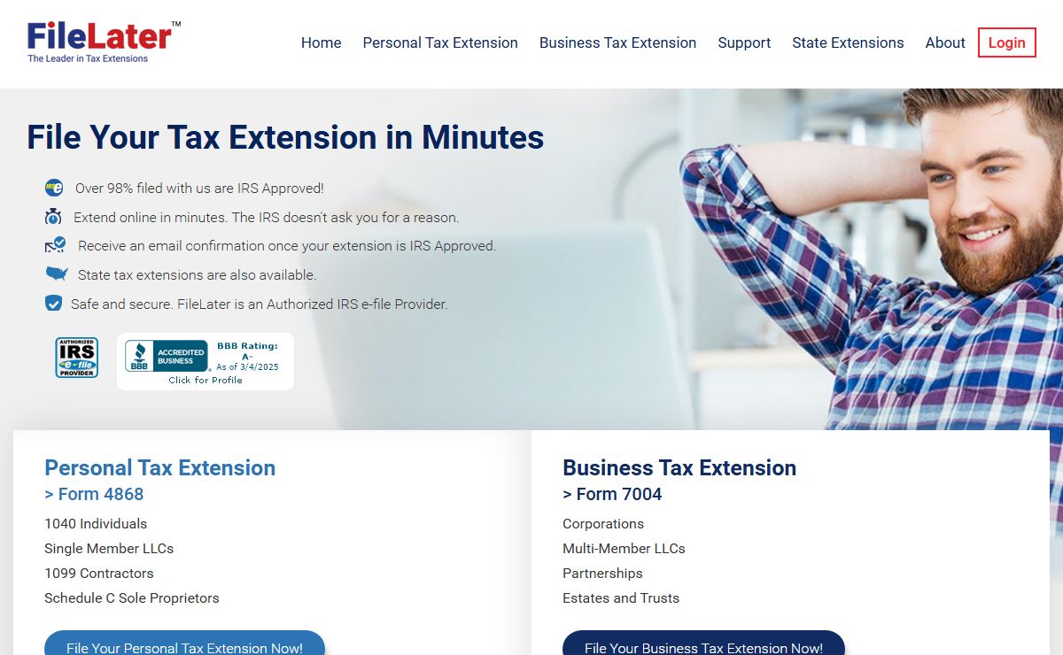 Online IRS Tax Extension | FileLater