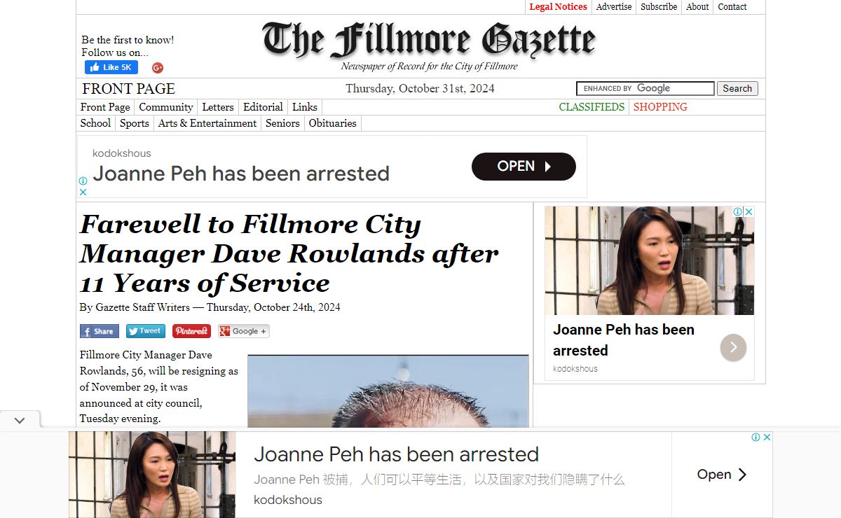 The Fillmore Gazette | Newspaper of Record for the City of Fillmore