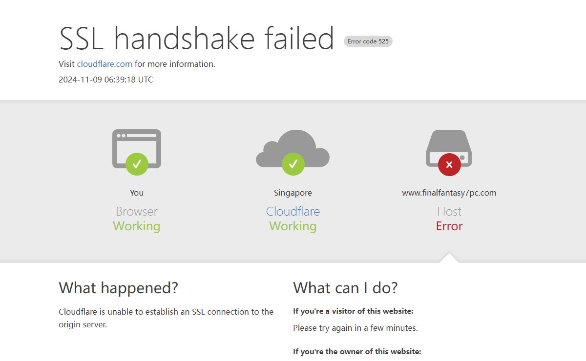 www.finalfantasy7pc.com | 525: SSL handshake failed