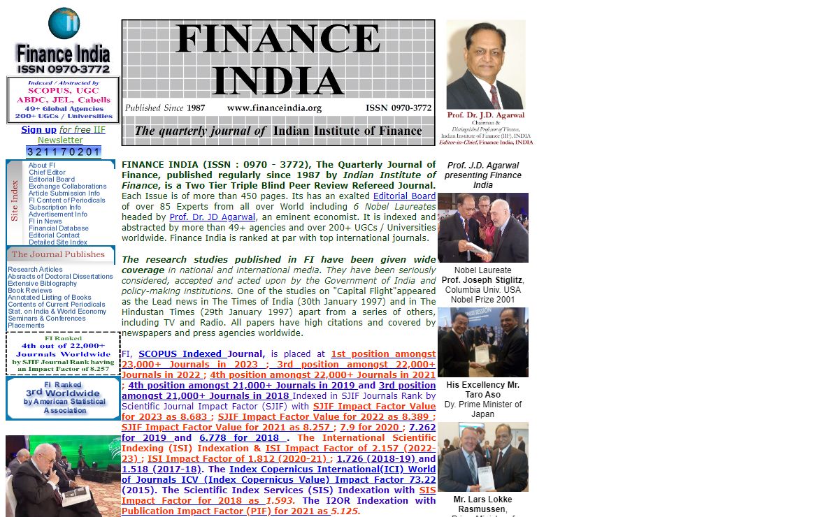 FINANCE INDIA (Quarterly Journal of Finance of Indian Institute of Finance)