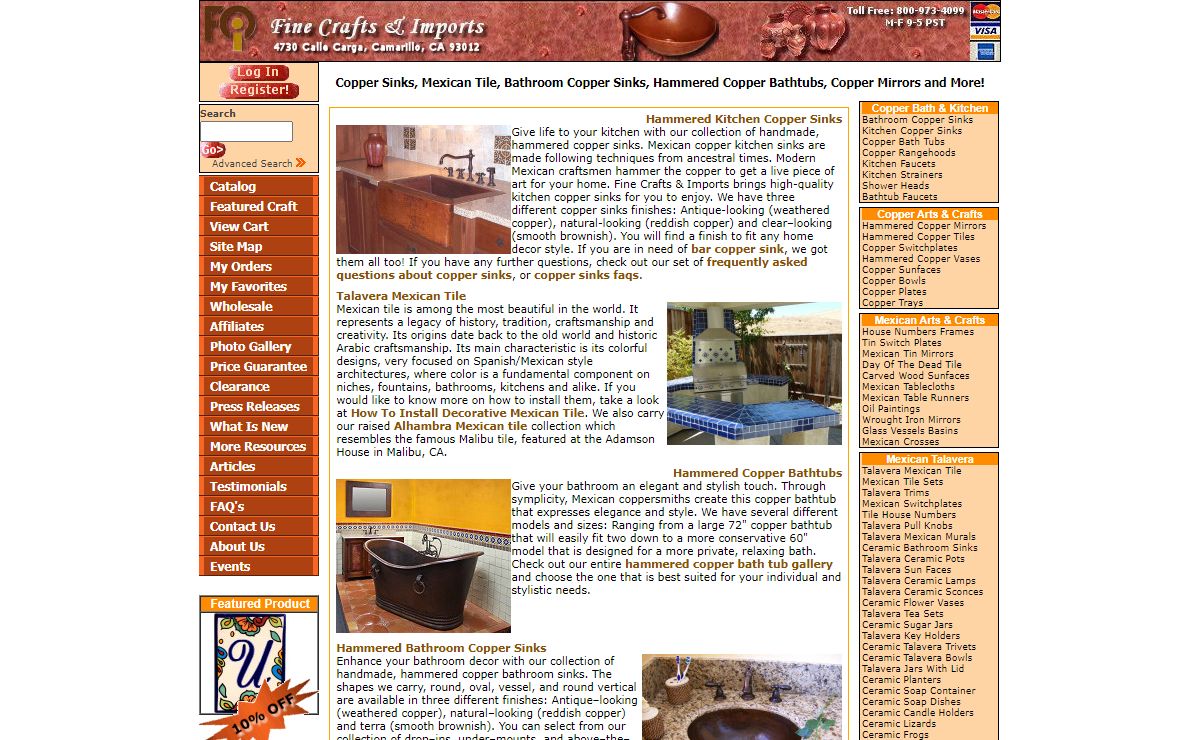 Copper Sinks, Mexican Tile, Copper Bathtubs, Copper Mirrors, Mexican Floor Tile