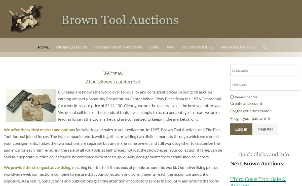 Brown Tool Auctions: Welcome
