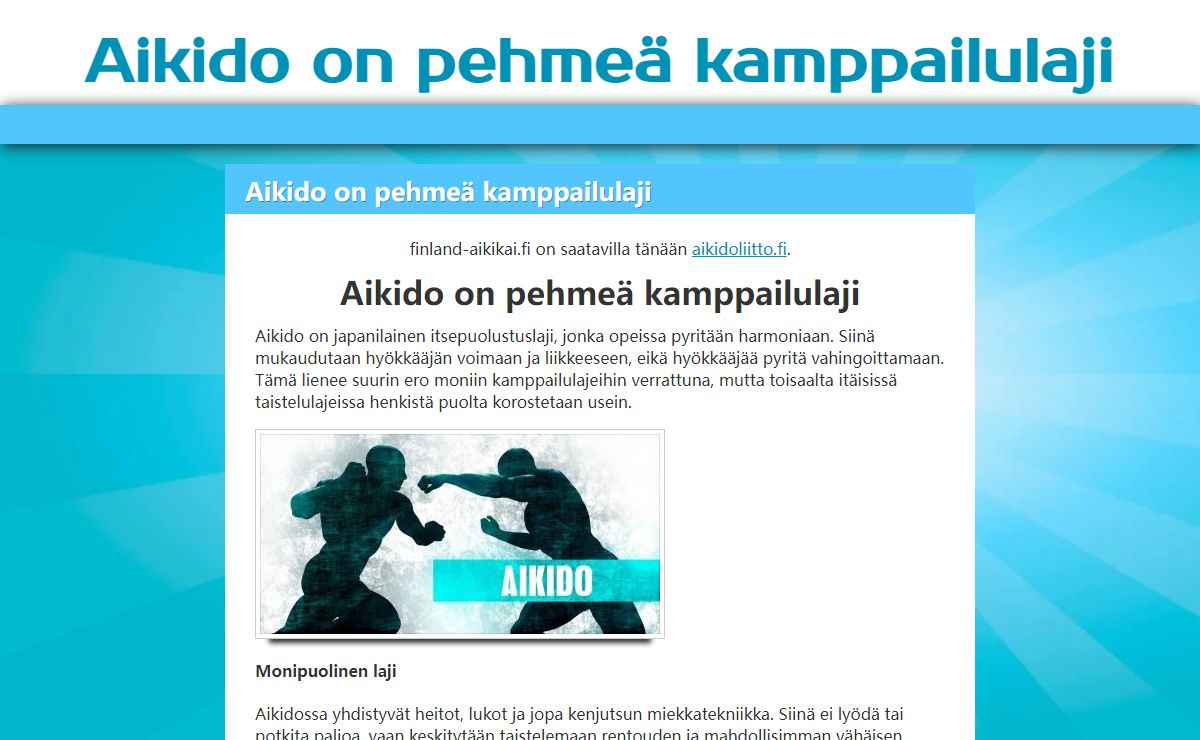finland-aikikai.fi - Aikido on pehmeä kamppailulaji